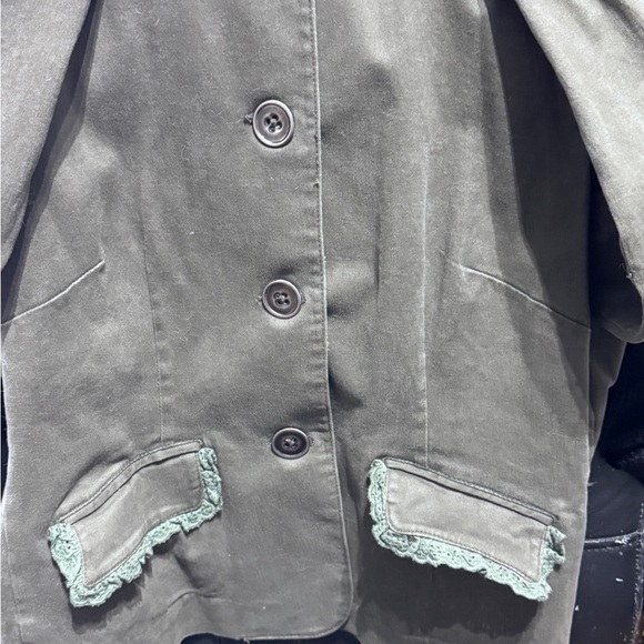 🌿 Vintage Olive Green Jacket with Lace Trim – Romantic Utility Vibes! ✨ 🌿 - Picture 14 of 16